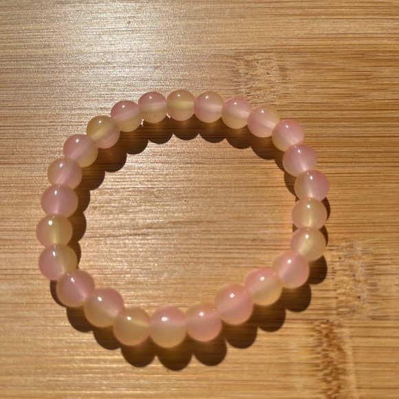 Elegant Pink and Yellow Bohemian Style 8mm Beaded Bracelet Unisex - Picture 8 of 10